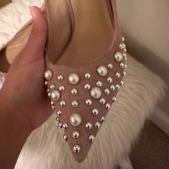 Steve Madden Pink and Pearl Embellished Pointed Stiletto Heels - Picture 5 of 5